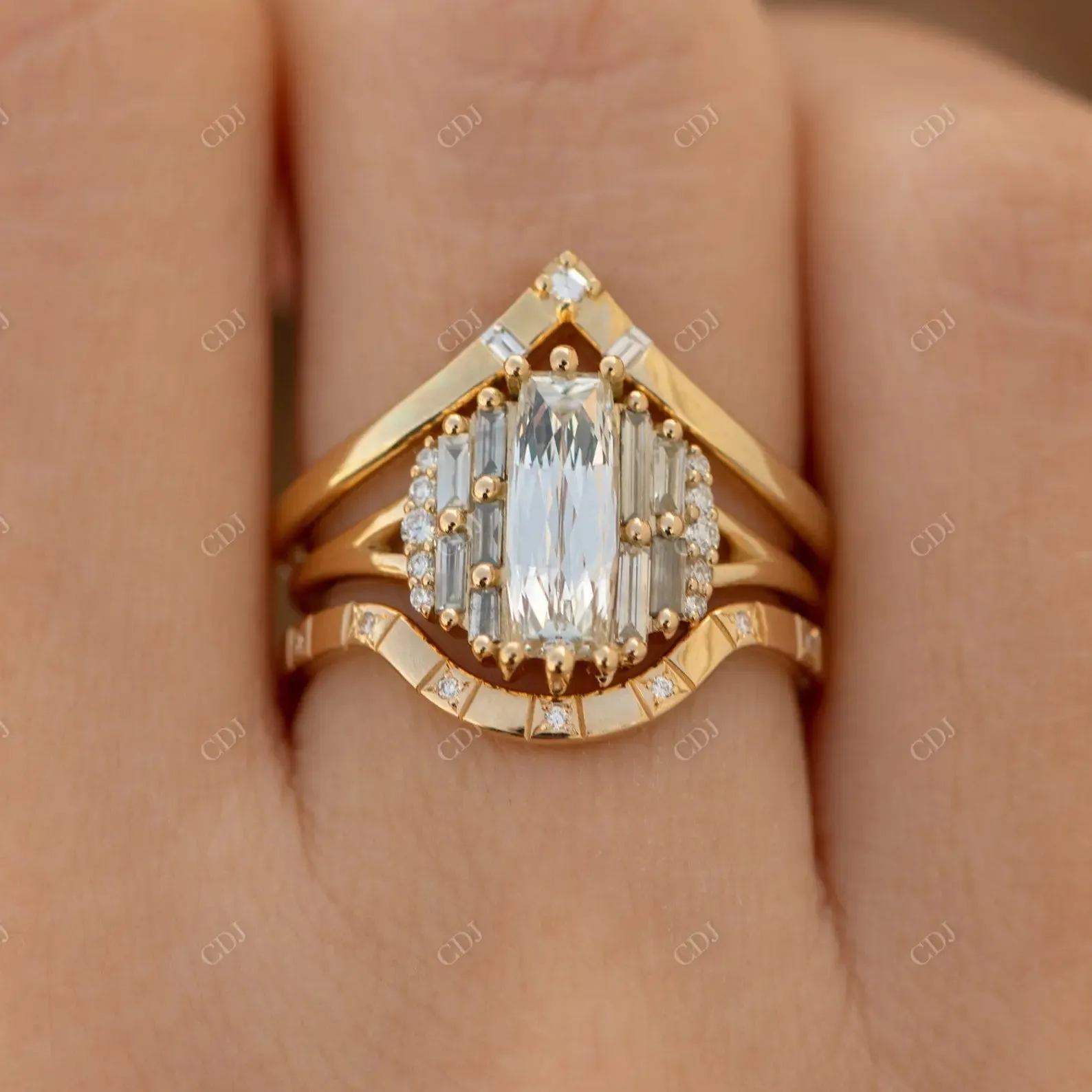 0.02CTW Diamond Curved Stacking Wedding Band