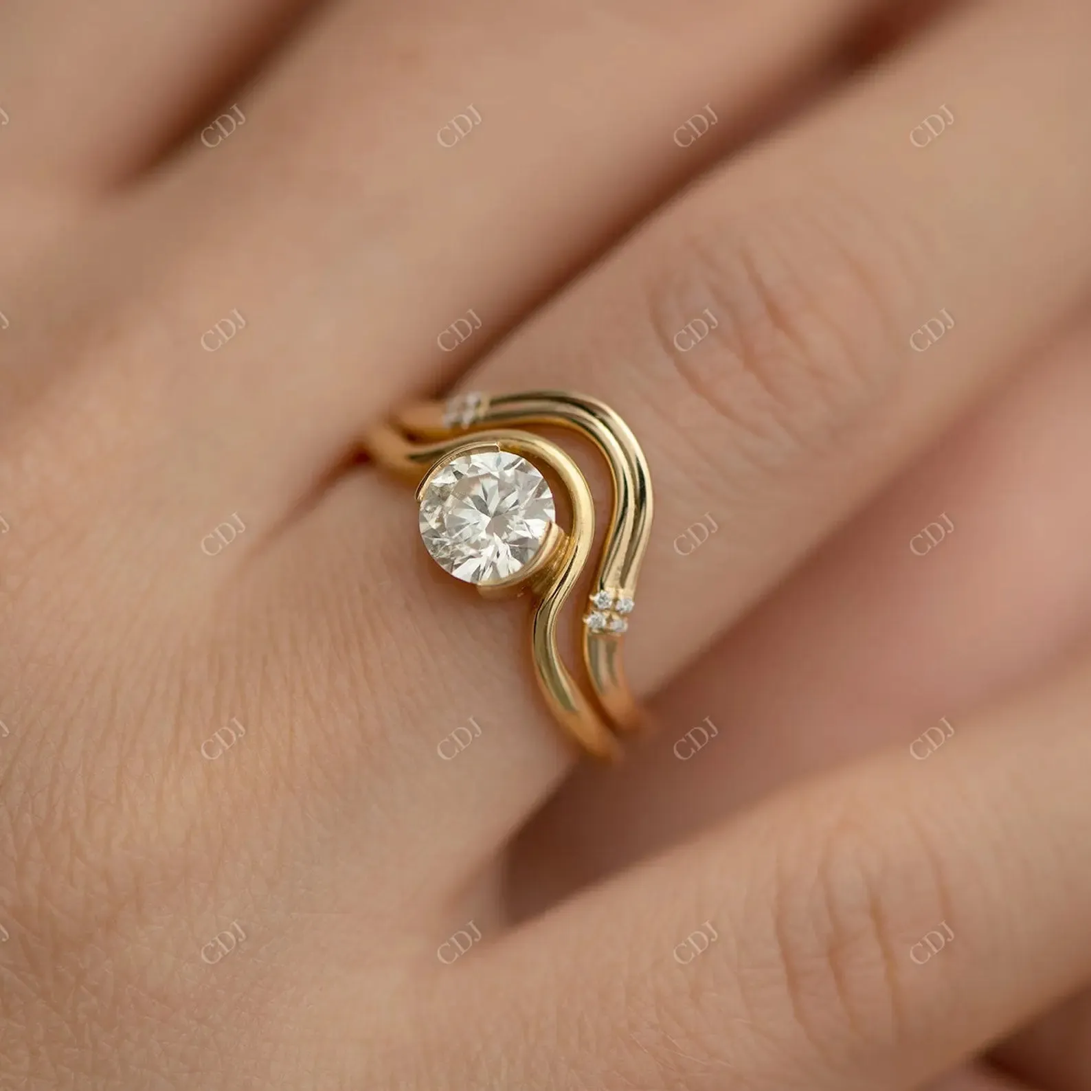 0.02CTW Diamond Curved Stacking Wedding Band