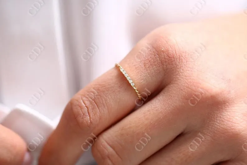 0.05CTW Lab Grown Diamond Twisted Minimalist Wedding Band