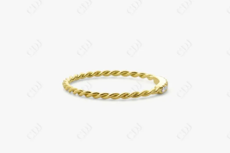 0.05CTW Lab Grown Diamond Twisted Minimalist Wedding Band