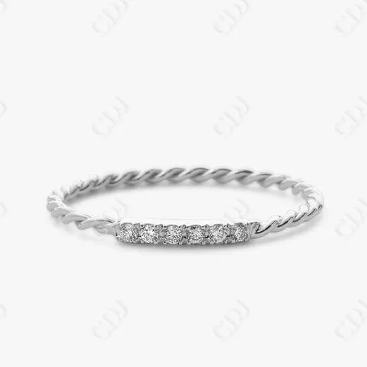 0.05CTW Lab Grown Diamond Twisted Minimalist Wedding Band