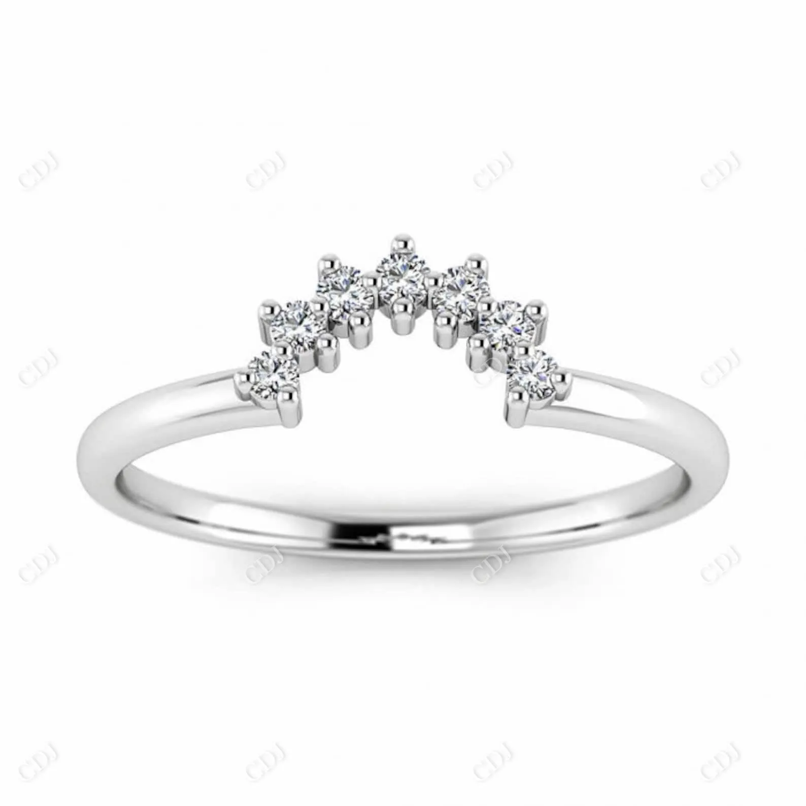 0.08CTW Rose gold Curved Diamond Wedding Band