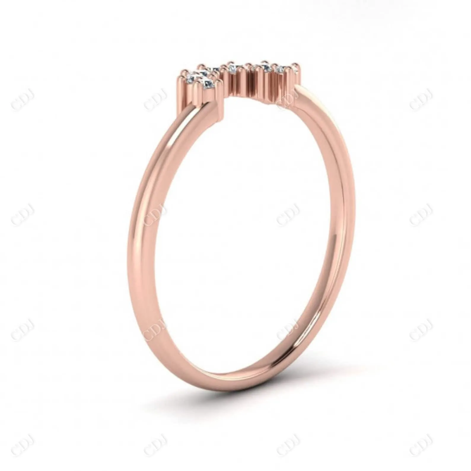 0.08CTW Rose gold Curved Diamond Wedding Band