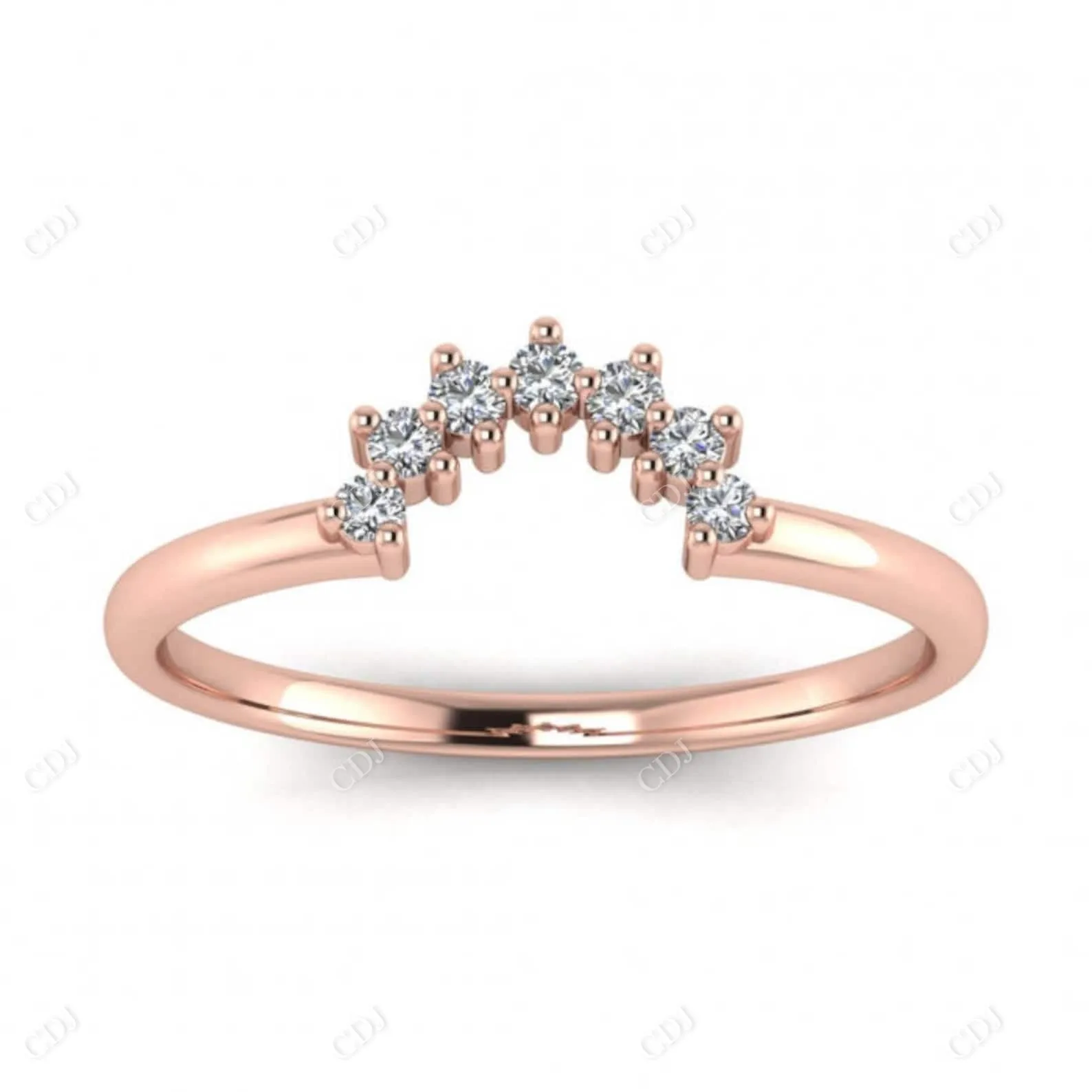 0.08CTW Rose gold Curved Diamond Wedding Band