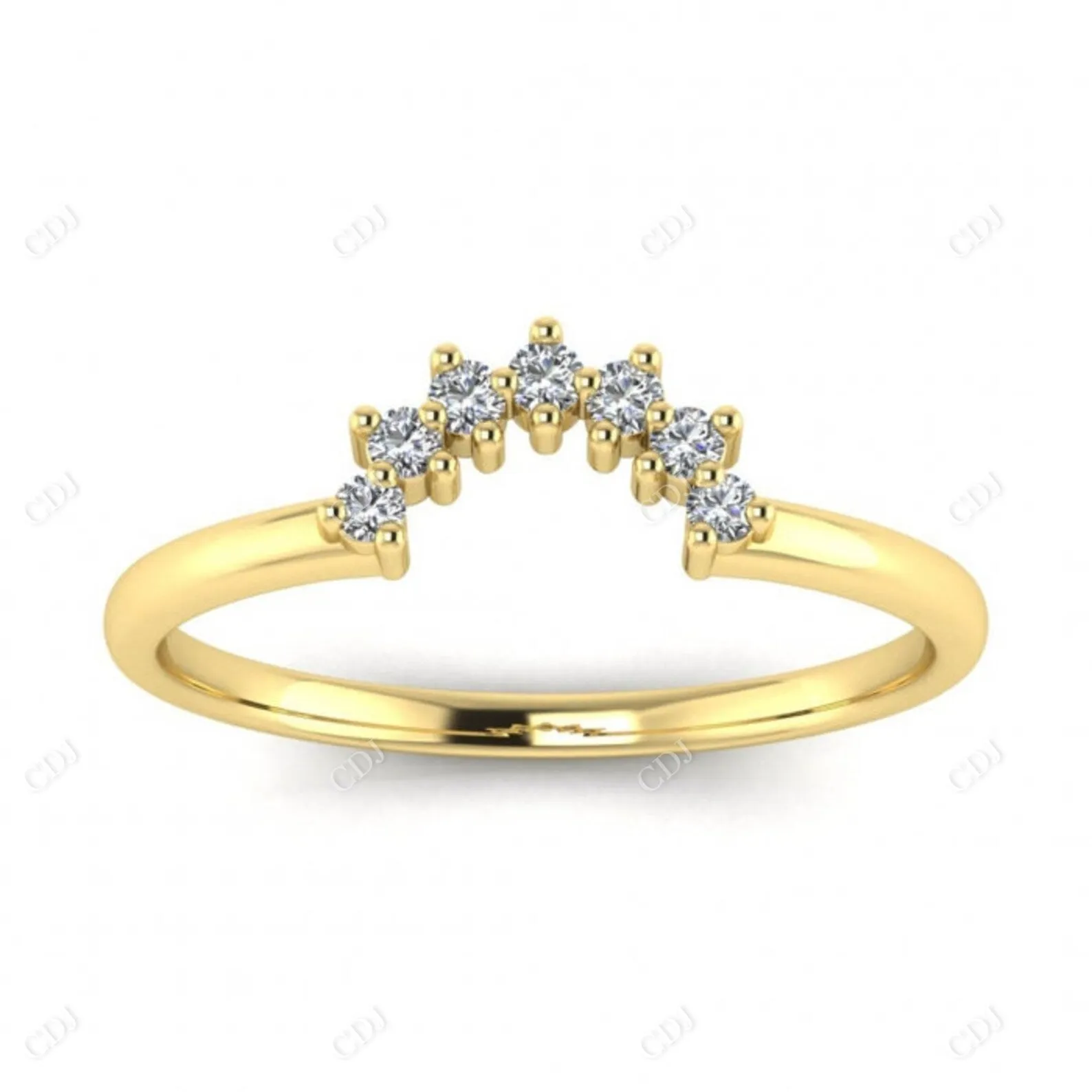 0.08CTW Rose gold Curved Diamond Wedding Band