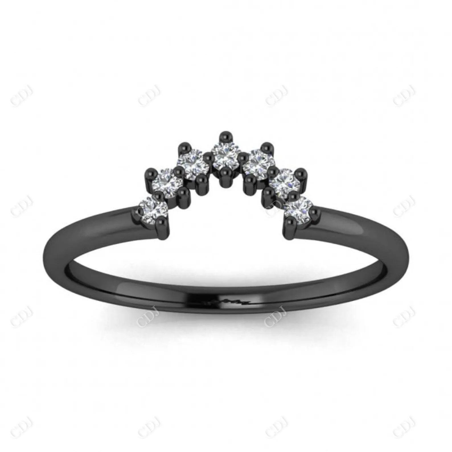 0.08CTW Rose gold Curved Diamond Wedding Band