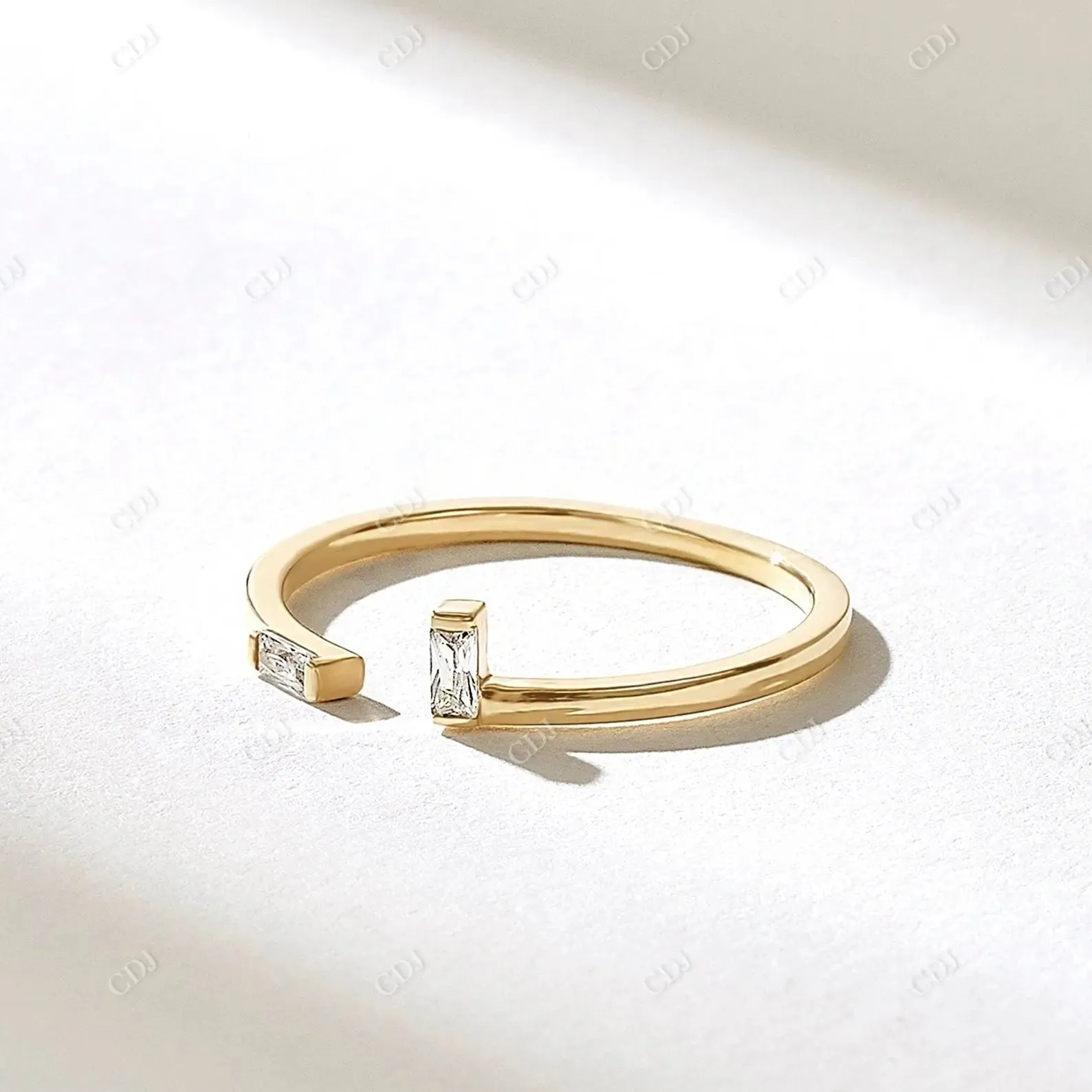 0.10CTW Baguette Lab Grown Diamond Open Cuff Wedding Band