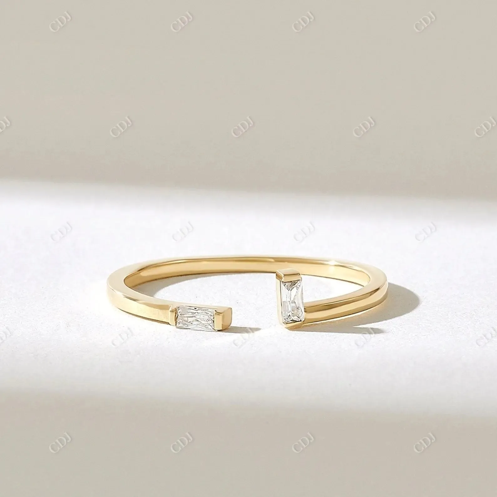 0.10CTW Baguette Lab Grown Diamond Open Cuff Wedding Band