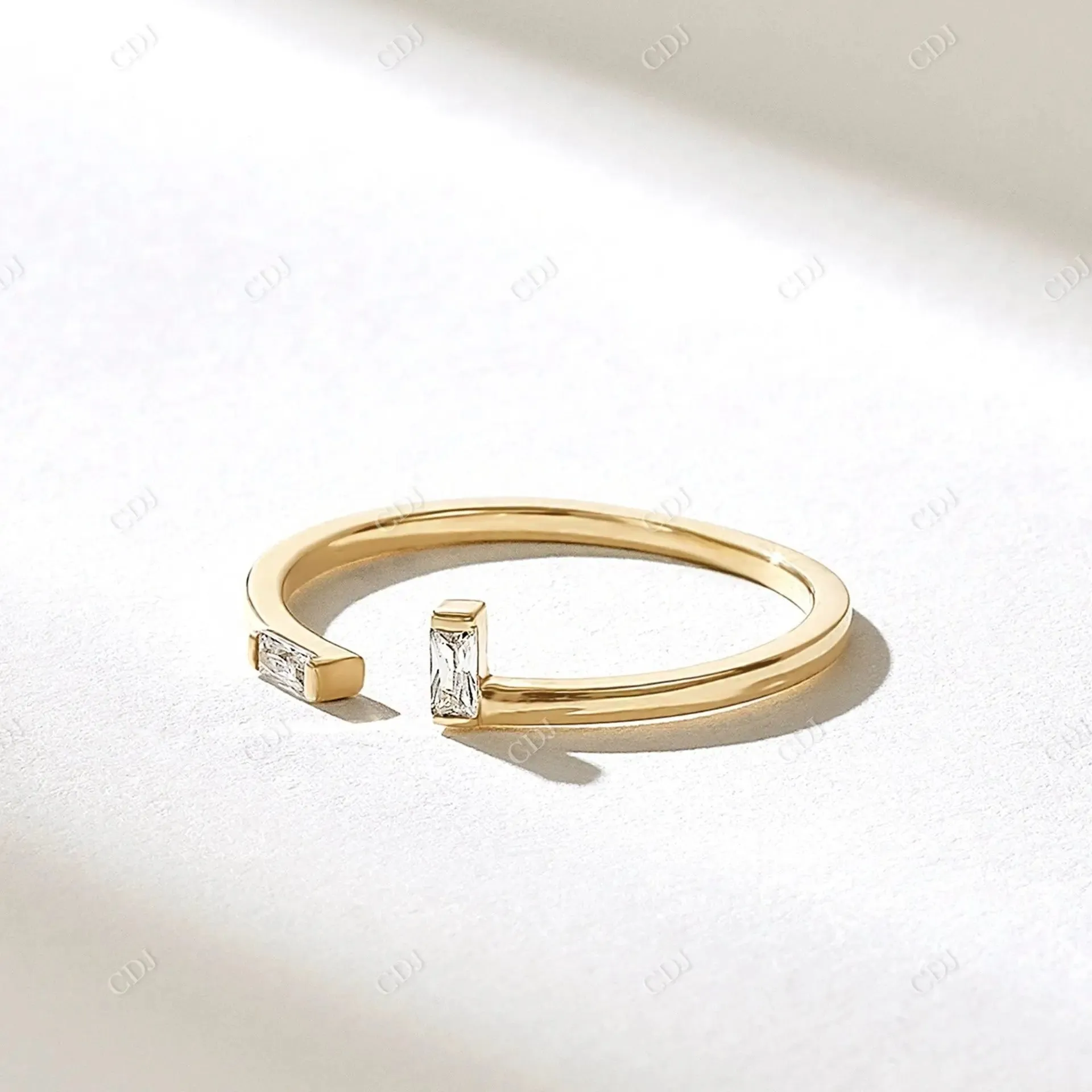 0.10CTW Baguette Lab Grown Diamond Open Cuff Wedding Band