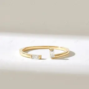 0.10CTW Baguette Lab Grown Diamond Open Cuff Wedding Band