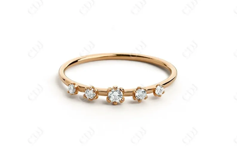 0.12CTW Lab Grown Round Diamond Wedding Band