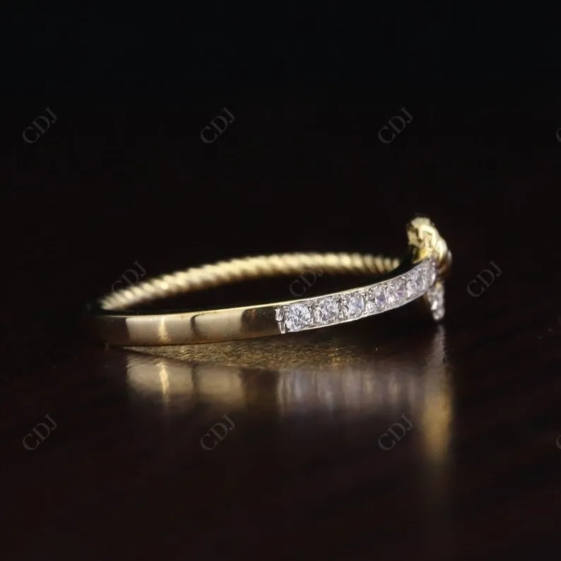 0.16CT Round Cut Real Diamond Tie Knot Wedding Band