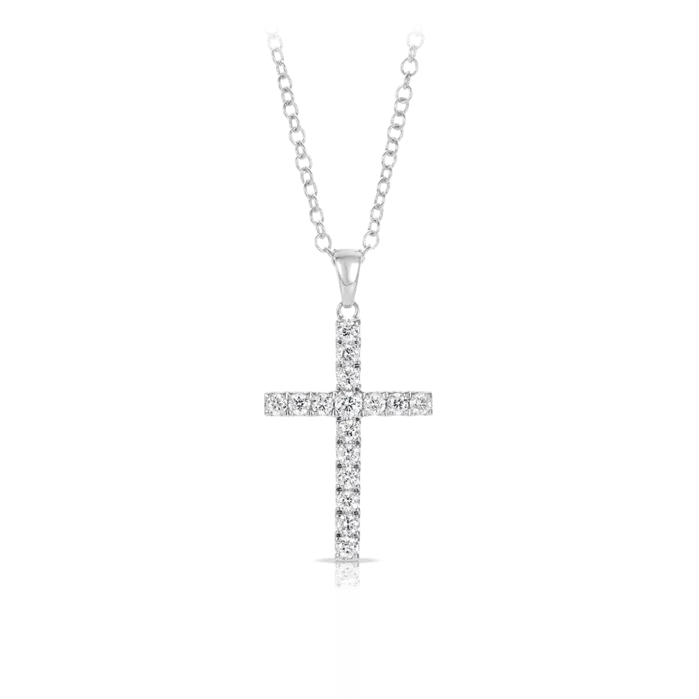 0.498ct TDW Diamond Cross Pendant in 9ct White Gold