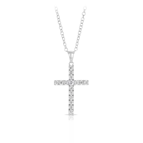 0.498ct TDW Diamond Cross Pendant in 9ct White Gold