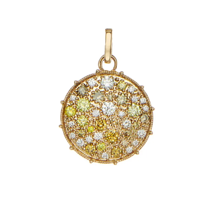 0.70Ct Diamond Confetti Small Disc Pendant Only in 18k Yellow Gold