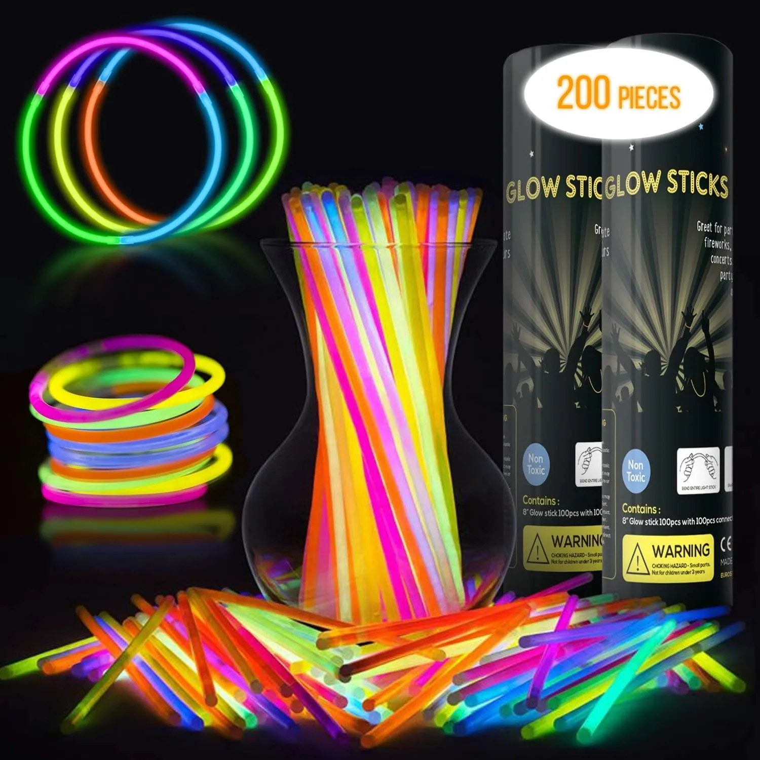 100 x 2 Canisters Glow Sticks