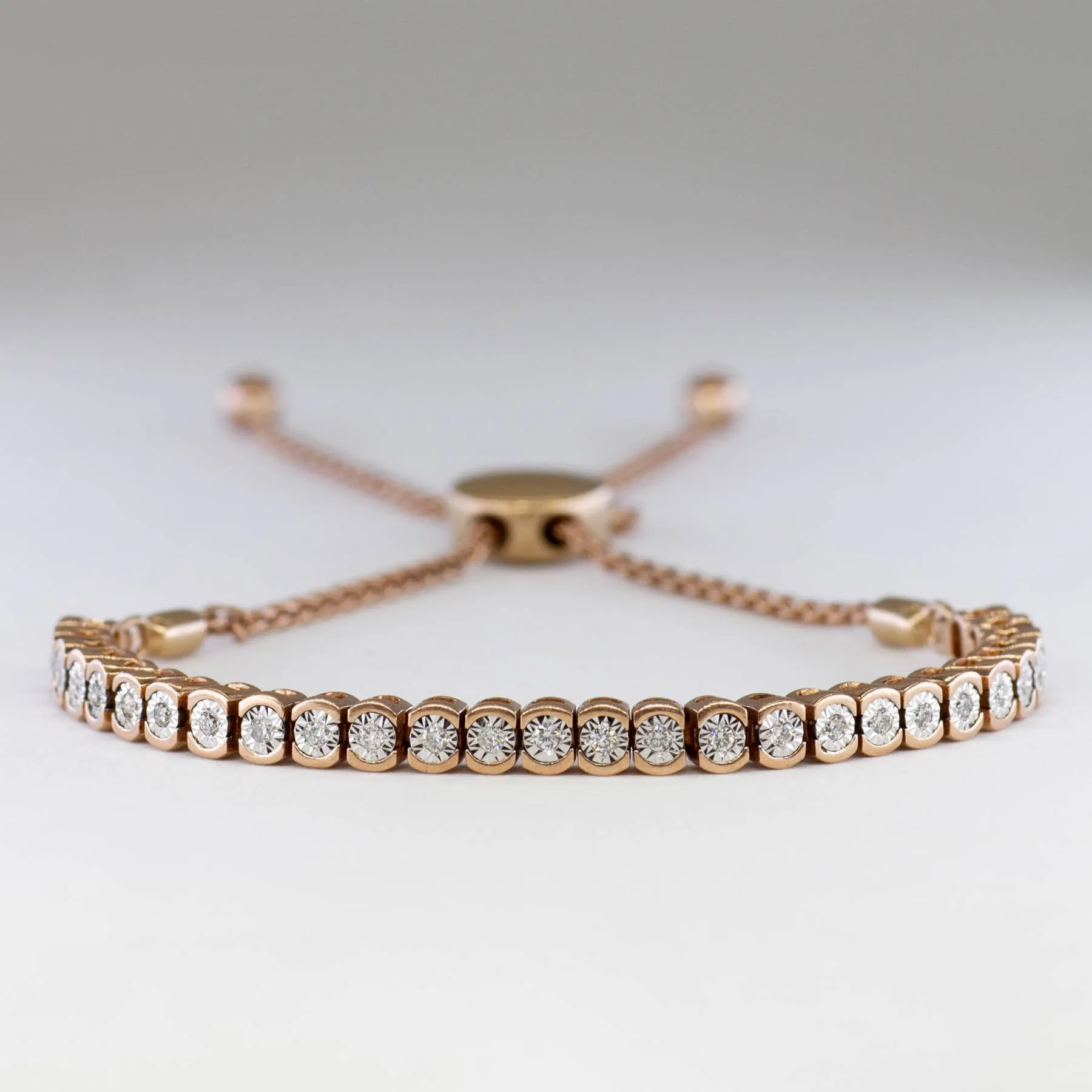 10k Adjustable Diamond Tennis Bracelet | 0.20ctw | Up to 9.5" |