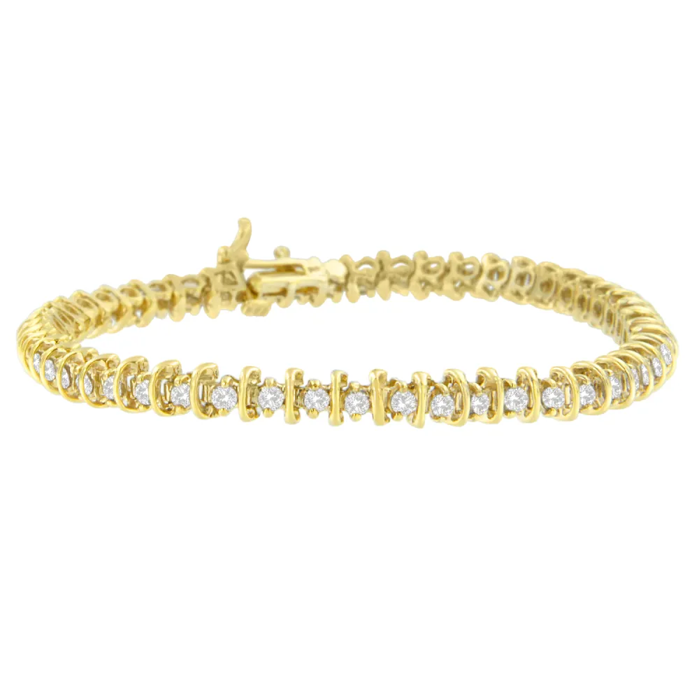 10k Yellow Gold-Plated Sterling Silver 2.00ct TDW Round-Cut Diamond Bracelet (K-L, I1-I2)