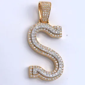 10KY W 2.90CTW DIAMOND TWO TONE INITIAL PENDANT