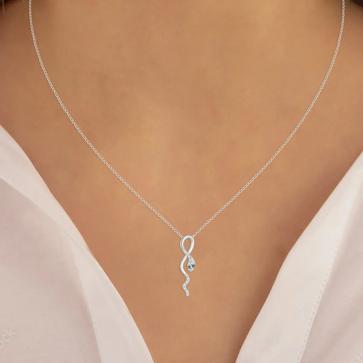 1/10 Carat Tw And White Diamond Snake Pendant In 10K