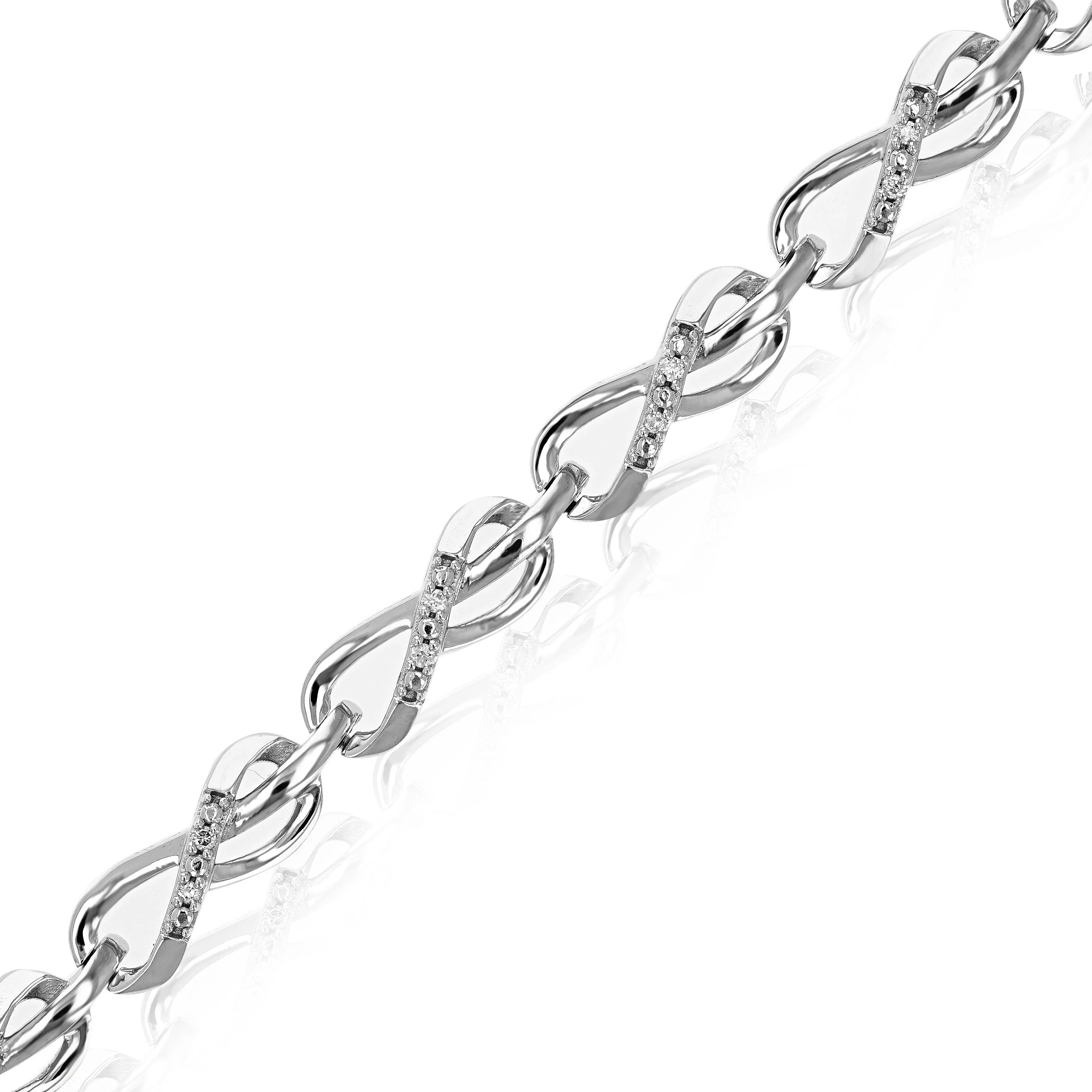 1/10 cttw Lab Grown Diamond Infinity Chain Bracelet in Silver