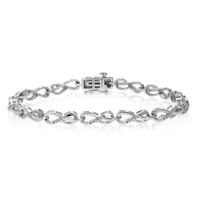 1/10 cttw Lab Grown Diamond Infinity Chain Bracelet in Silver