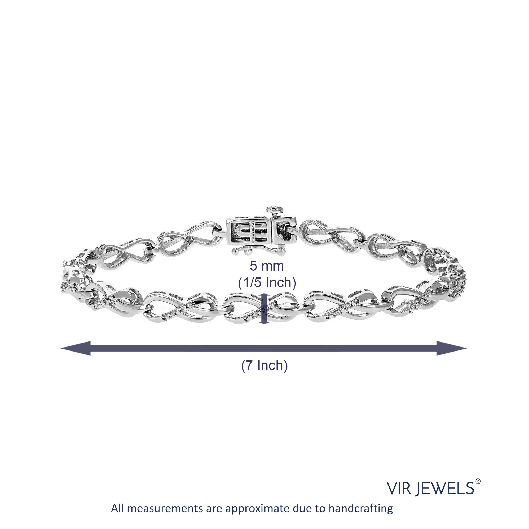 1/10 cttw Lab Grown Diamond Infinity Chain Bracelet in Silver