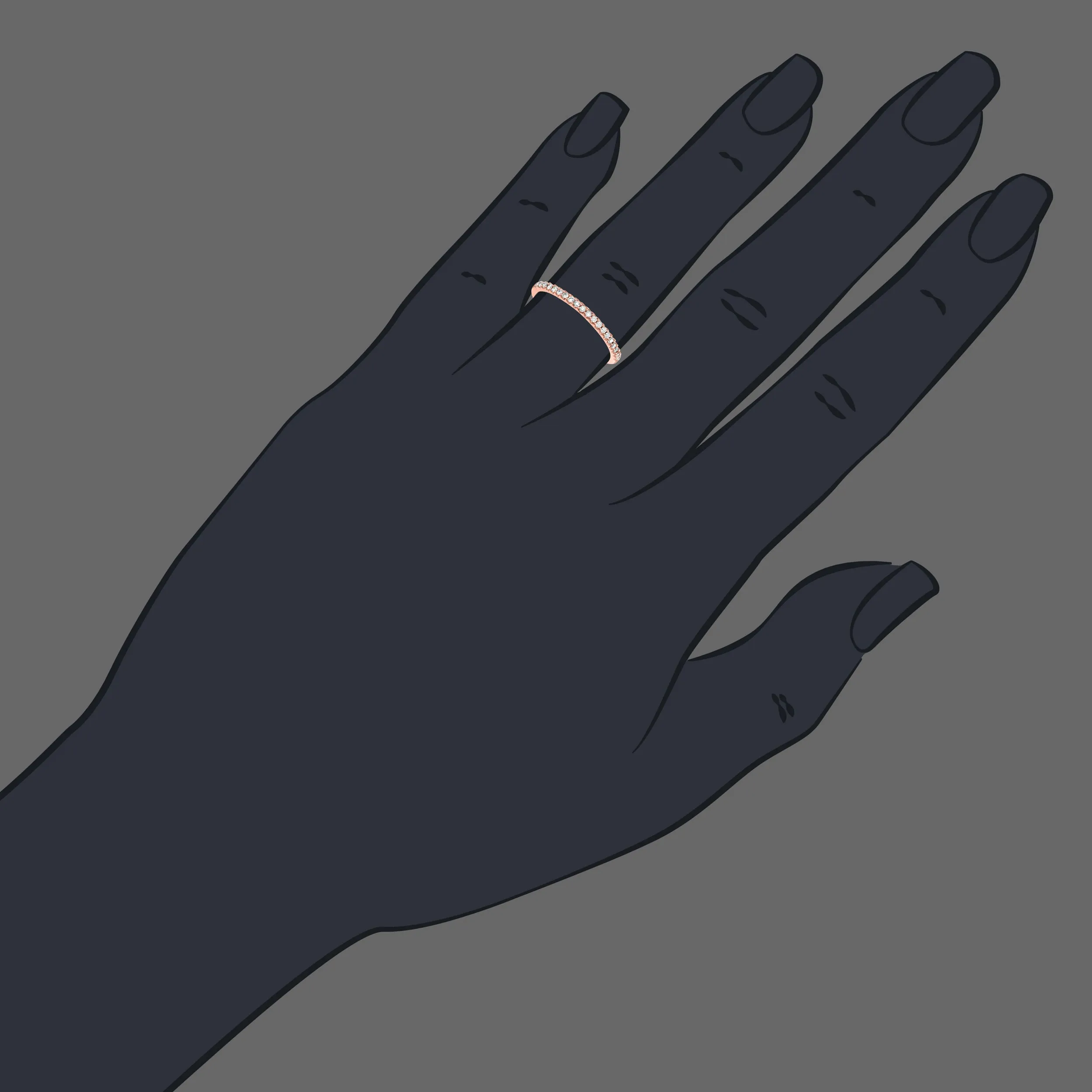1/10 cttw Pave Petite Diamond Band in 10K Rose Gold