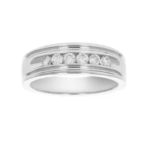 1/2 cttw Diamond Machine Channel Wedding Band in 14K White Gold