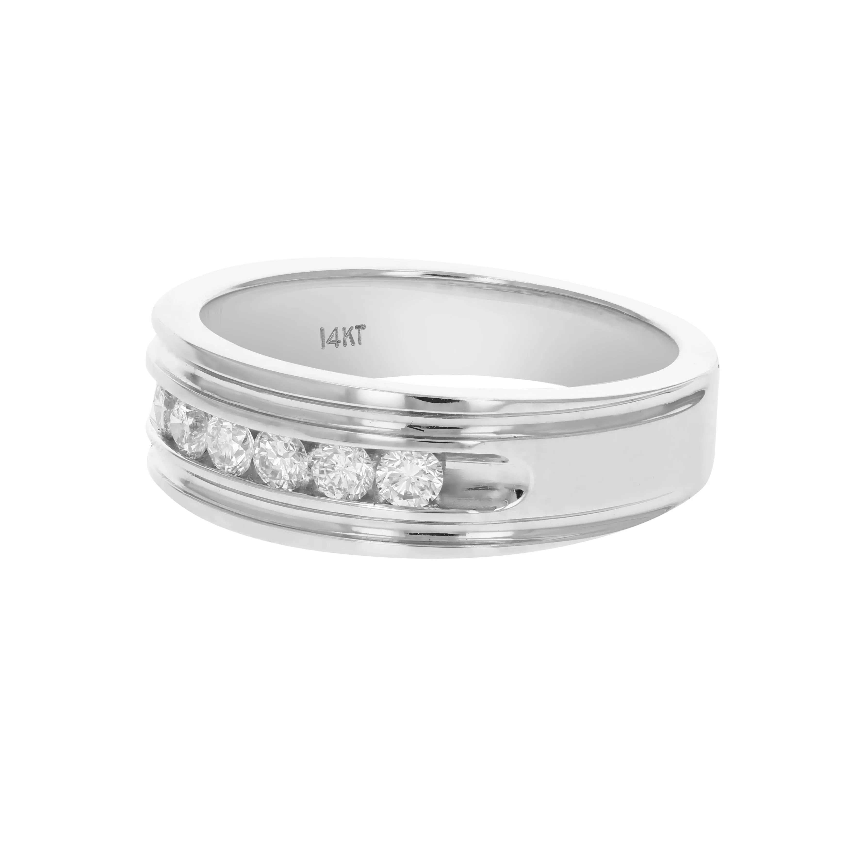 1/2 cttw Diamond Machine Channel Wedding Band in 14K White Gold