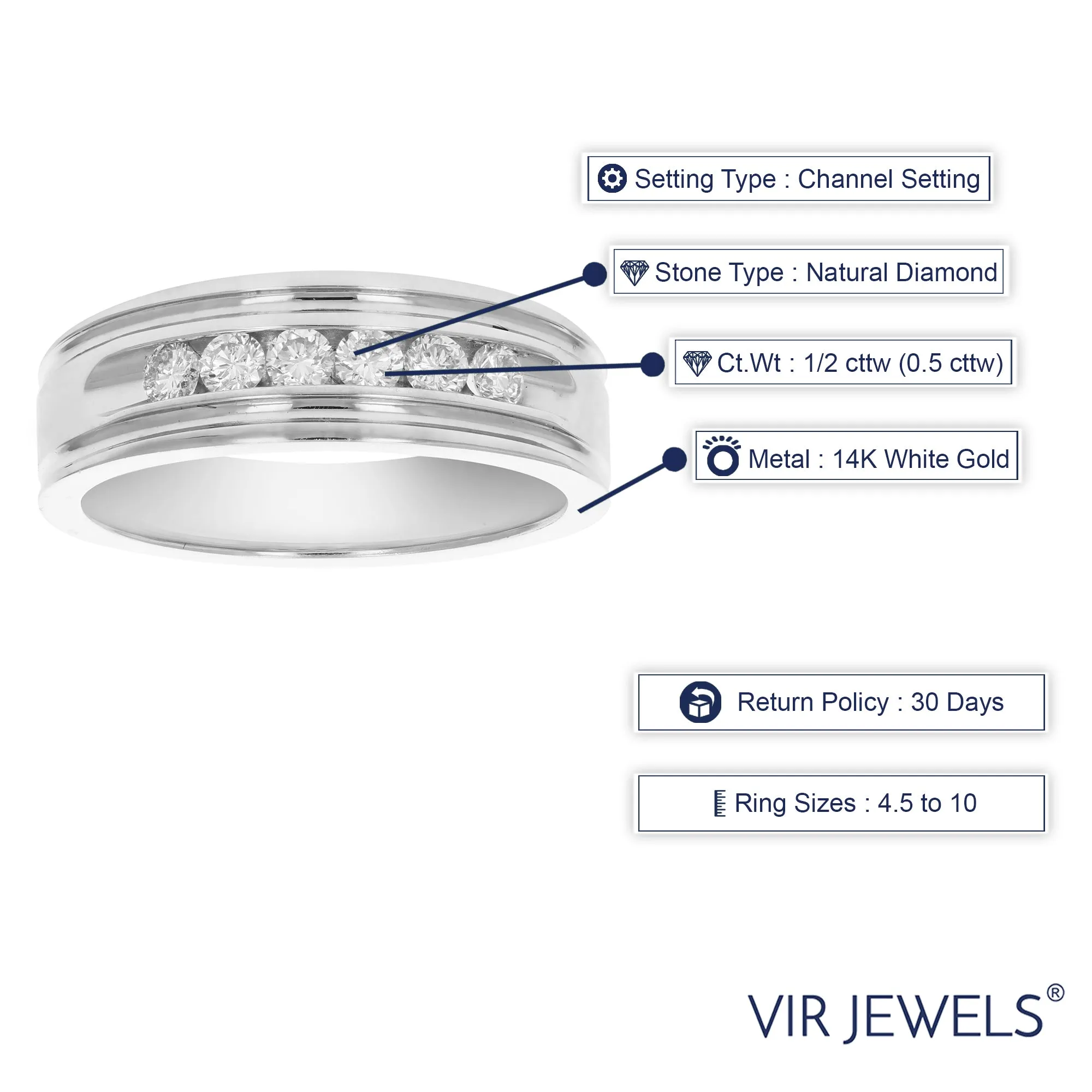 1/2 cttw Diamond Machine Channel Wedding Band in 14K White Gold