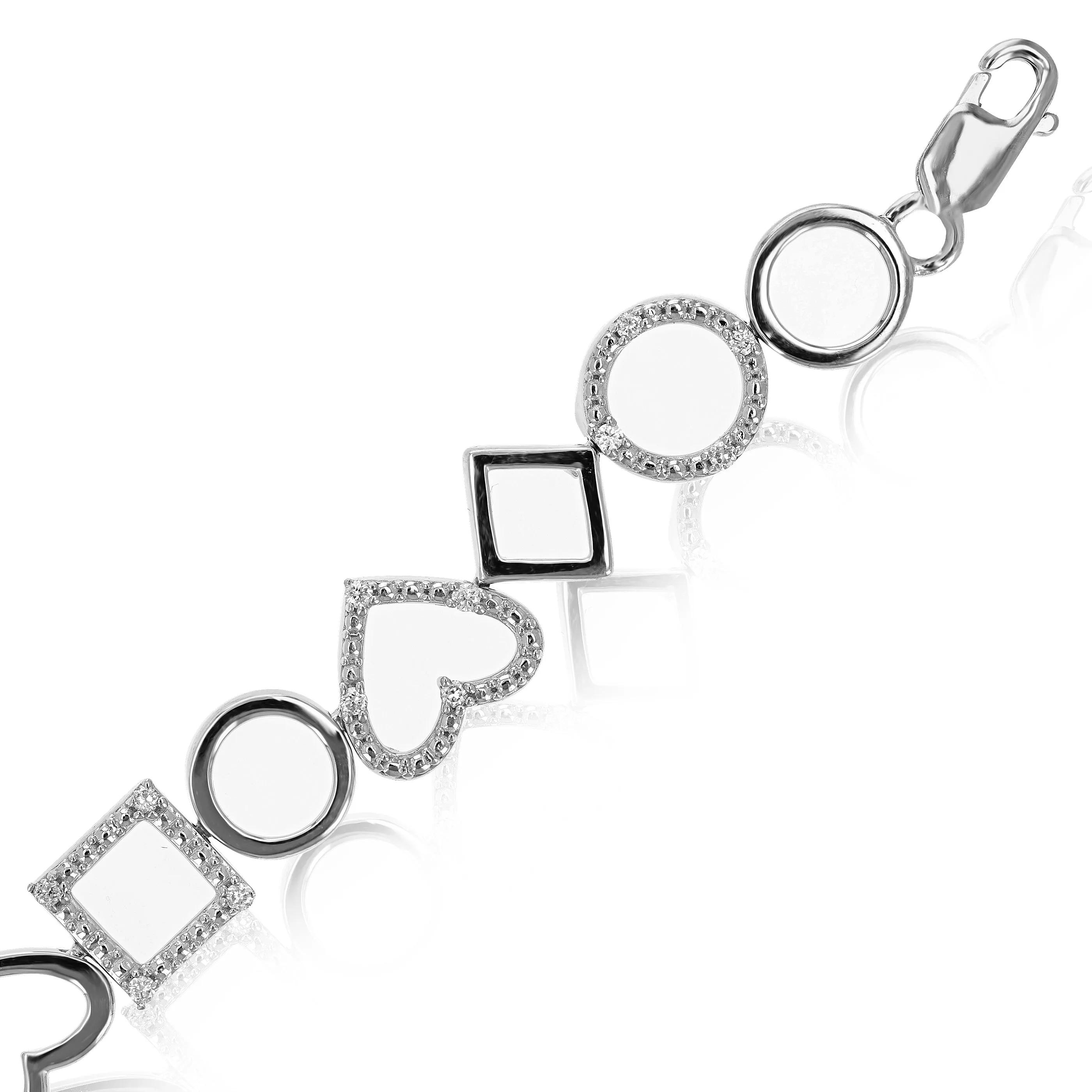 1/3 cttw Lab Grown Diamond Multi Shape Tennis Bracelet in Silver