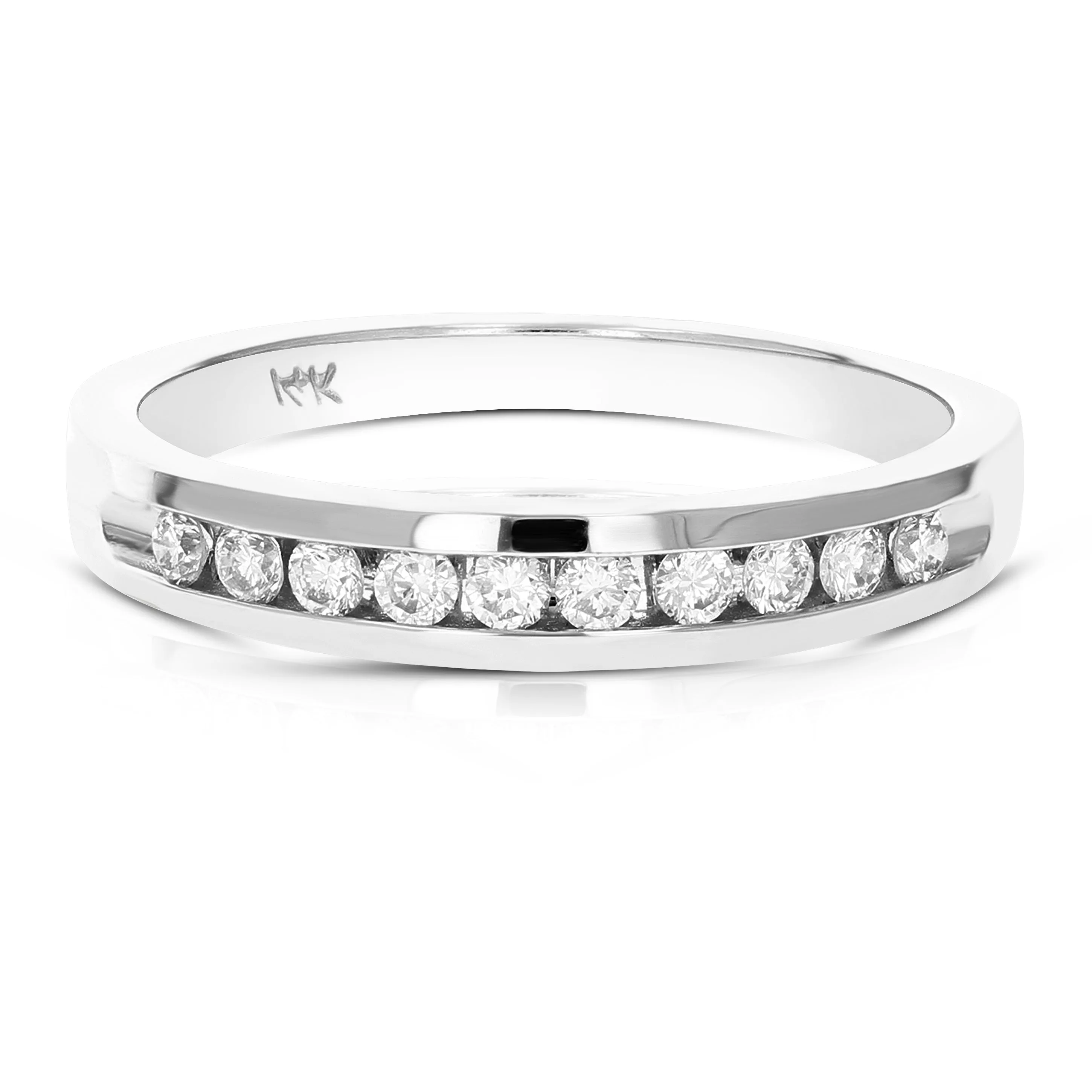 1/4 cttw Diamond Machine Wedding Band Channel set 14K White Gold