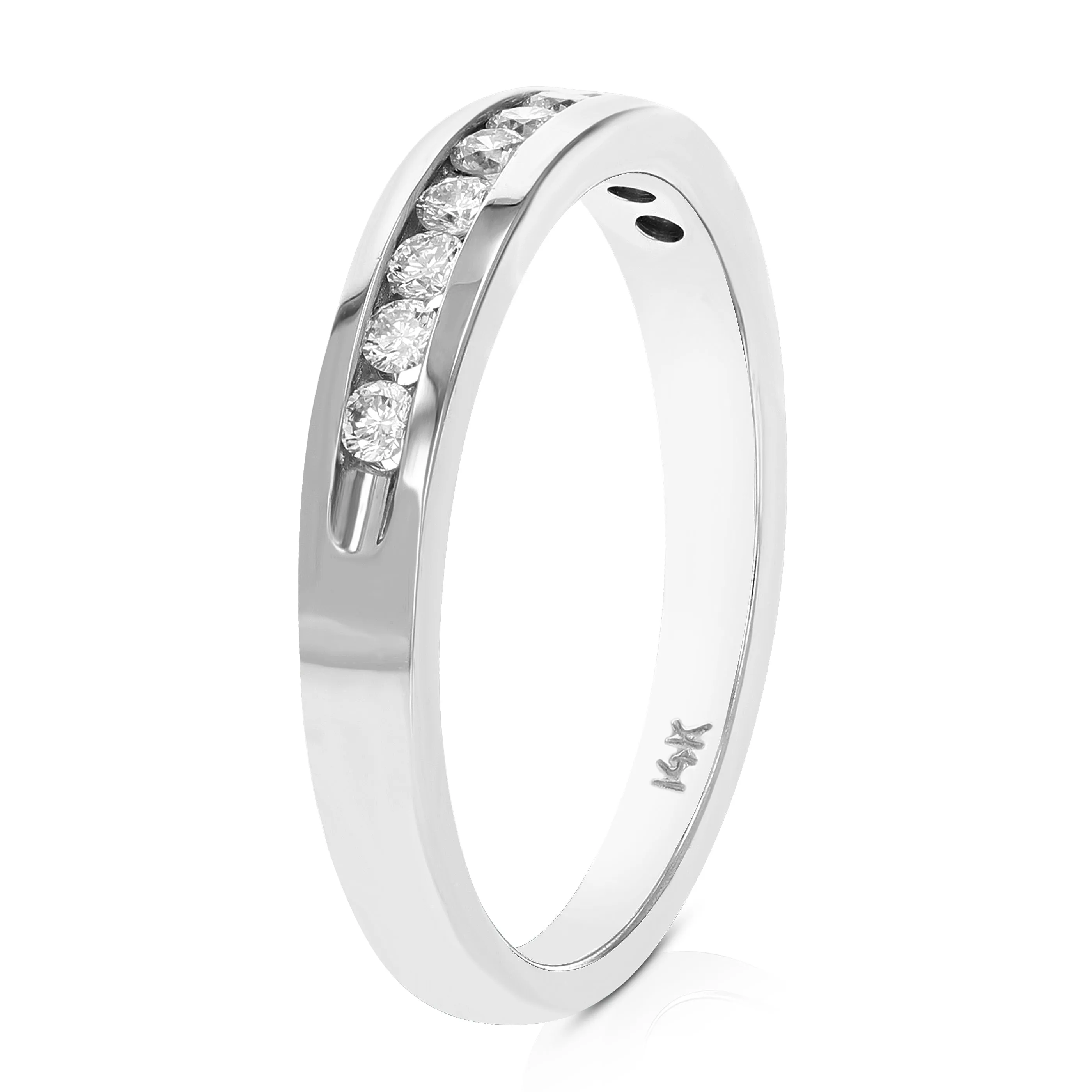 1/4 cttw Diamond Machine Wedding Band Channel set 14K White Gold