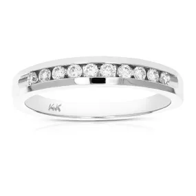 1/4 cttw Diamond Machine Wedding Band Channel set 14K White Gold