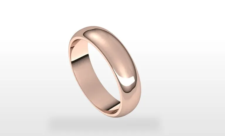 14k Gold 5mm Half Round Light Classic Wedding Band