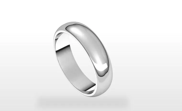 14k Gold 5mm Half Round Light Classic Wedding Band