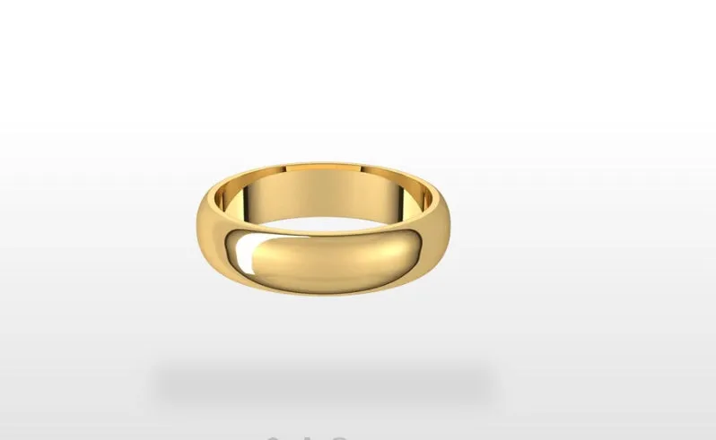 14k Gold 5mm Half Round Light Classic Wedding Band