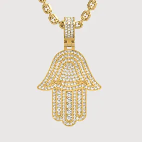 14k Gold Hamsa Hand Pendant with Diamonds