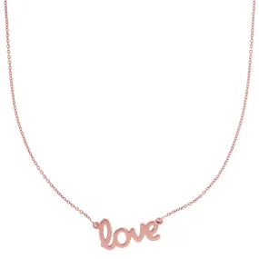 14k Gold Love Script Pendant Necklace, 18"