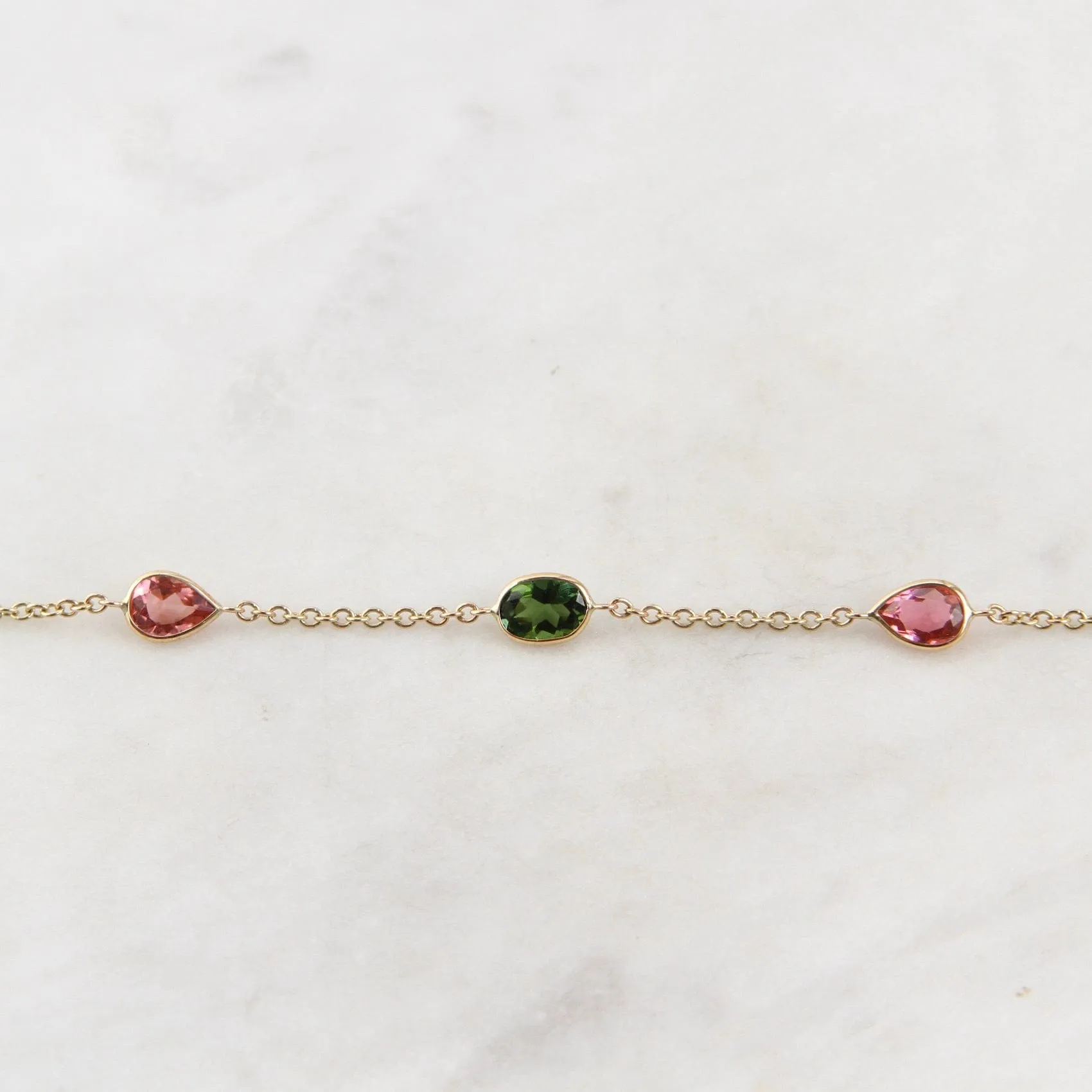 14k Gold Multicolor Tourmaline Bracelet