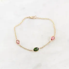 14k Gold Multicolor Tourmaline Bracelet