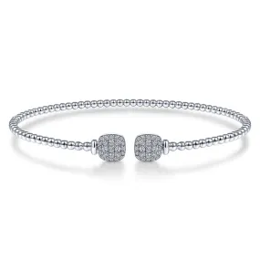 14K White Gold Bujukan Split Cuff Bracelet with Pave Diamond Squares