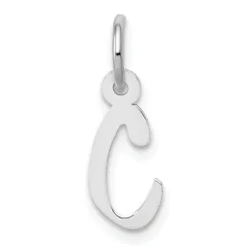 14k White Gold Small Slanted Block Letter C Initial Pendant