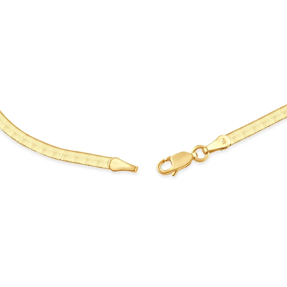 14k Yellow Gold 3.2MM Herringbone Necklace Women's 18" Chain
