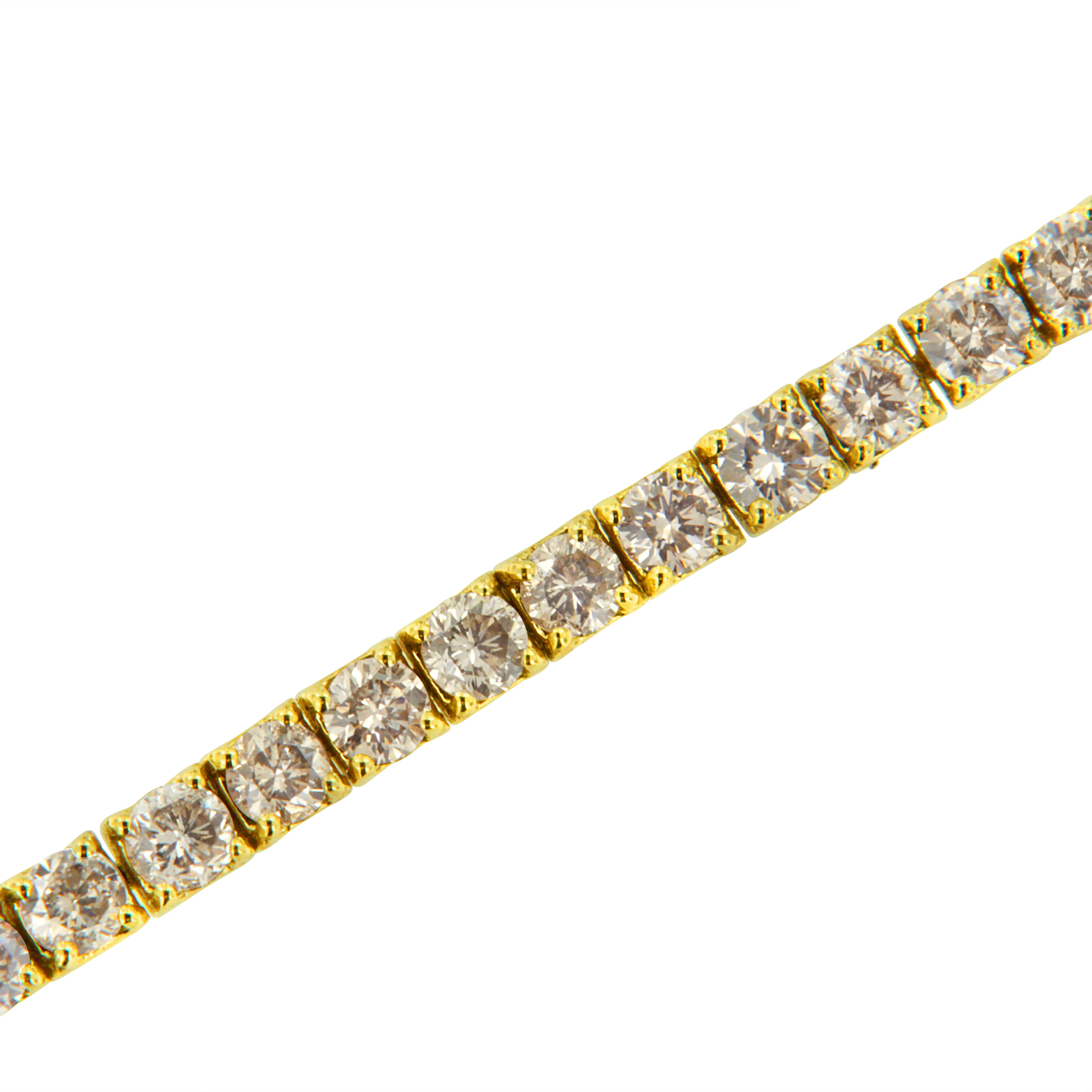 14K Yellow Gold 4.0 Cttw Round Brilliant Cut Diamond Prong Set Classic Tennis Bracelet