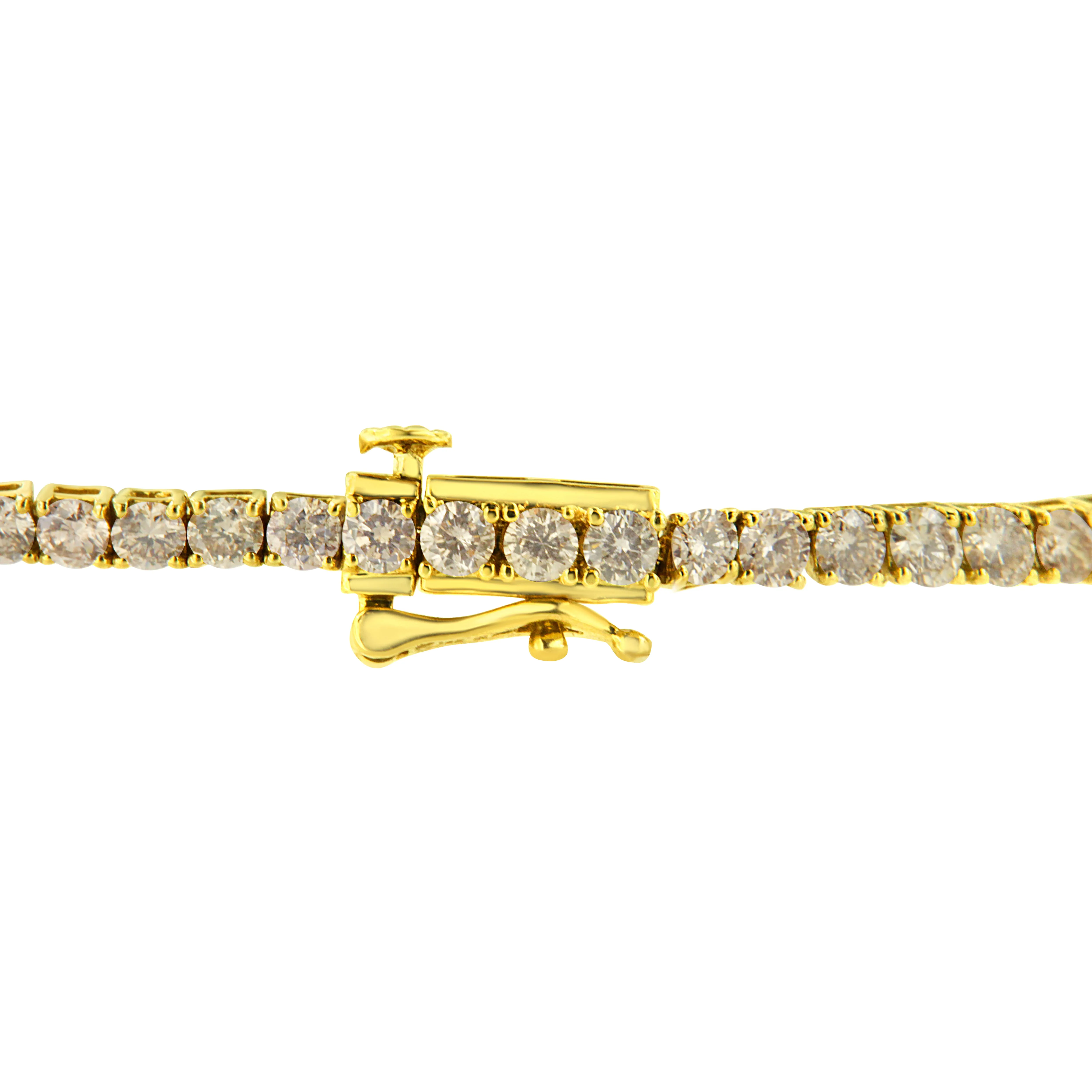 14K Yellow Gold 4.0 Cttw Round Brilliant Cut Diamond Prong Set Classic Tennis Bracelet