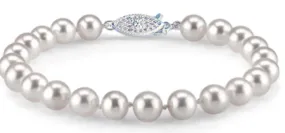 14K Yellow Gold 7-7.5mm Freshwater Pearl Strand Bracelet