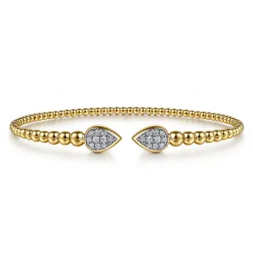 14K Yellow Gold Bujukan Pave Diamond Split Bangle Bracelet