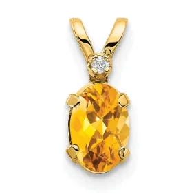 14k Yellow Gold Citrine Birthstone Pendant